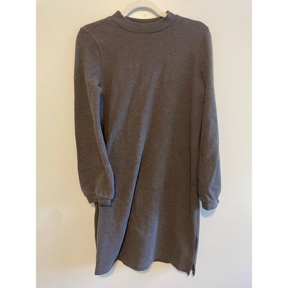 Madewell Size M Brown Mock Neck Sweater Dress Puff Sleeves - Picture 1 of 6